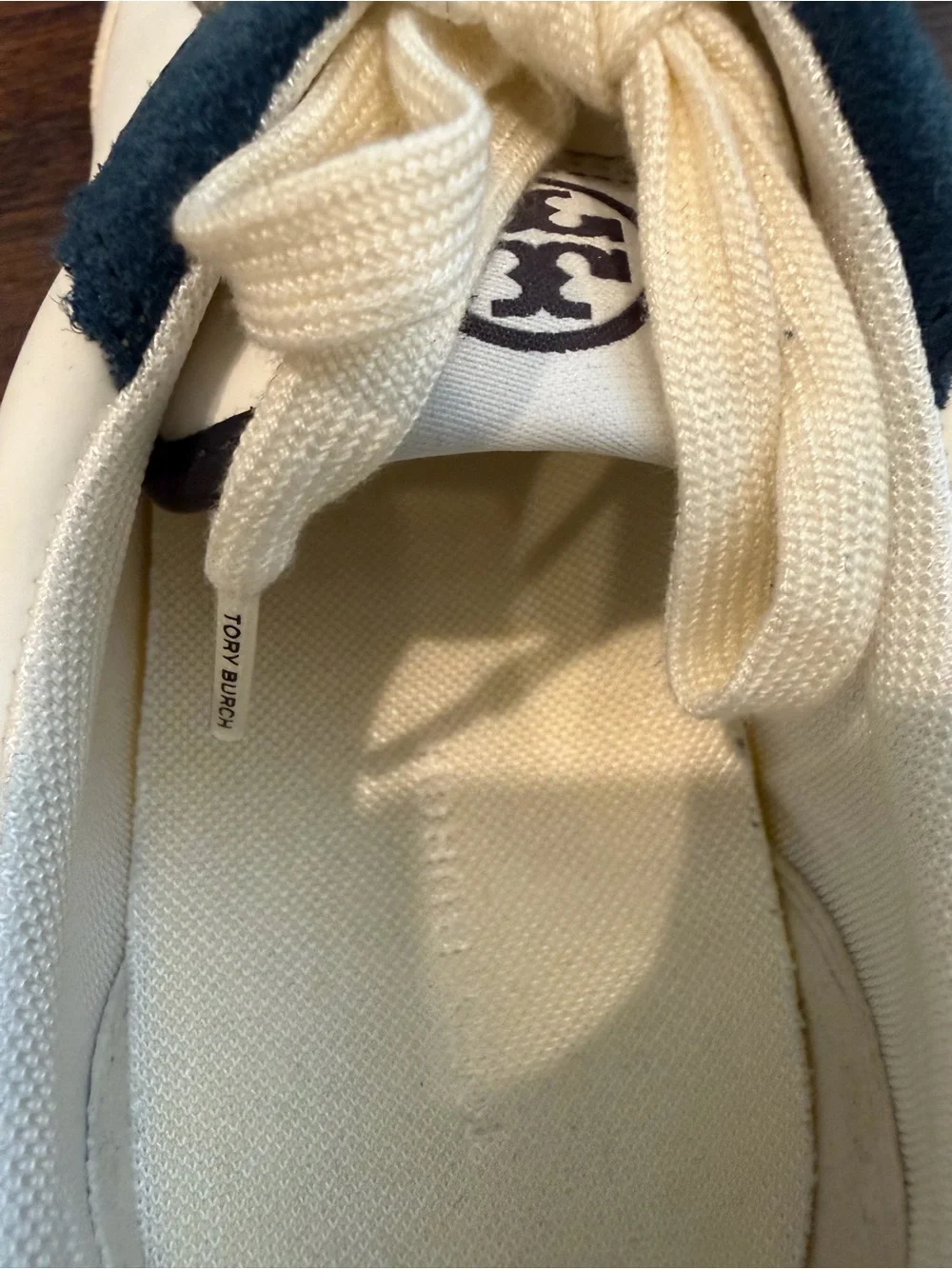 Tory Burch Hank Sneakers Navy Suede and Cream Leather Lace-Up Sneakers